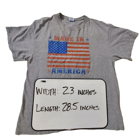 Graphic T-Shirt Mens XL Gray Made In America Flag Short Sleeve - Picture 3 of 4